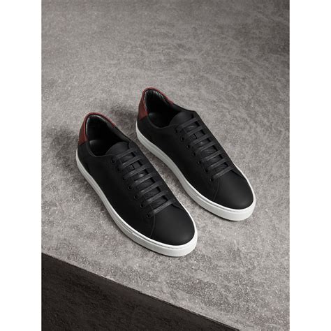 perforated check leather sneakers burberry